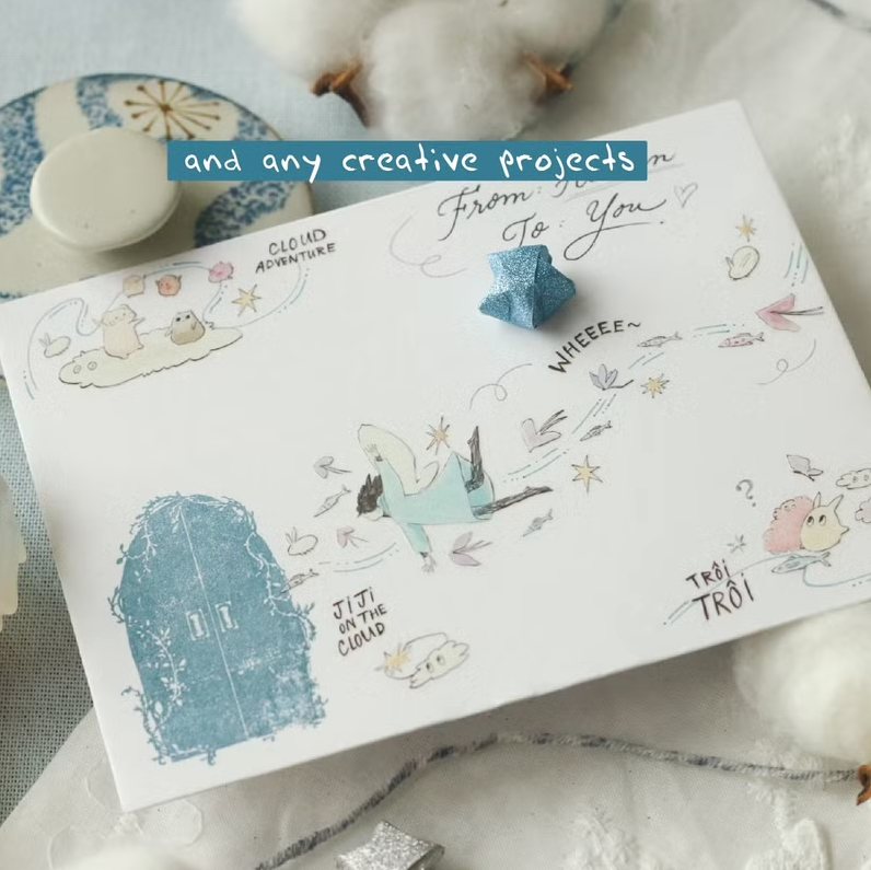 Teayou Kiss Cut PET Tape - Jiji on the Clouds