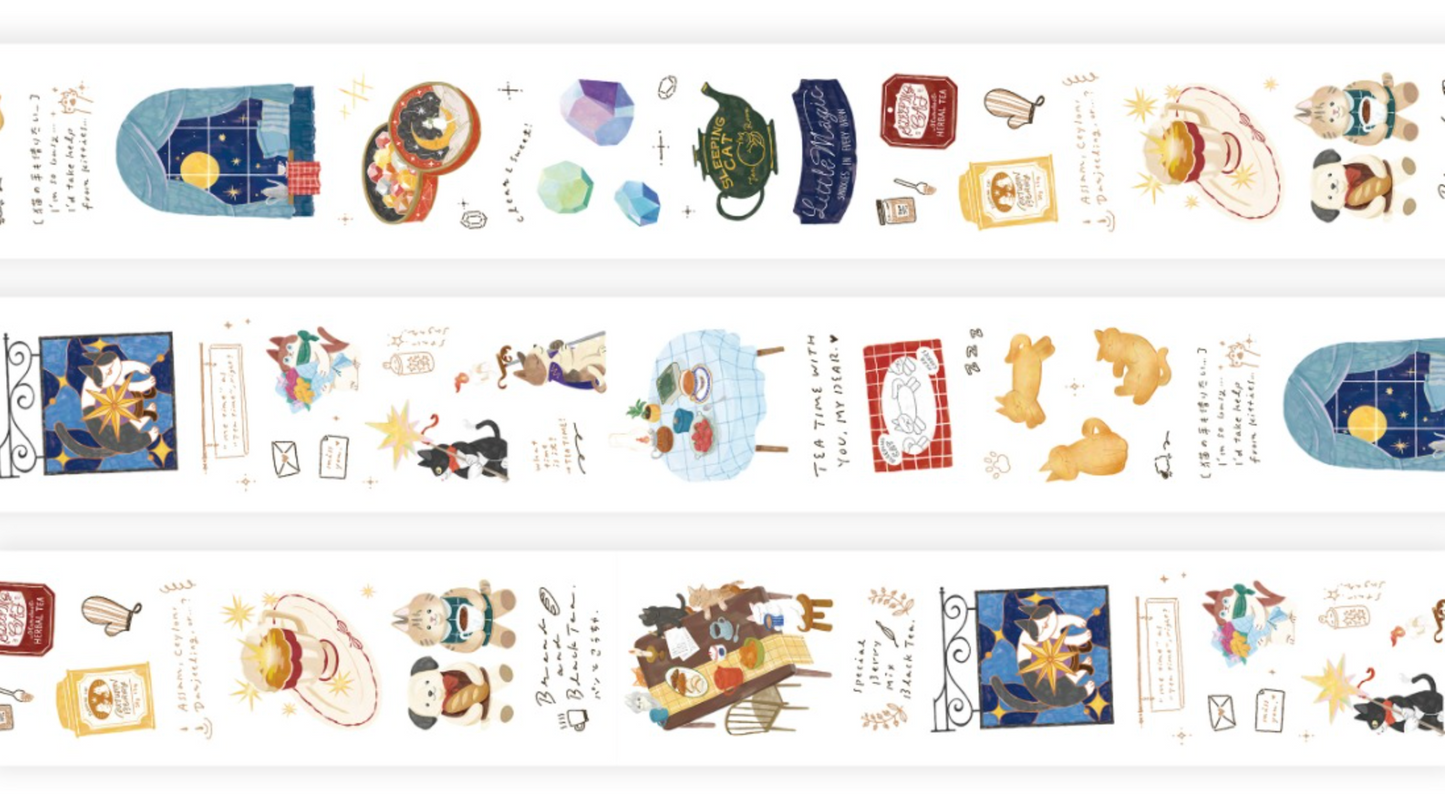 OURS Studio Pre Cut PET Tape - Tea Room Sleeping Cat