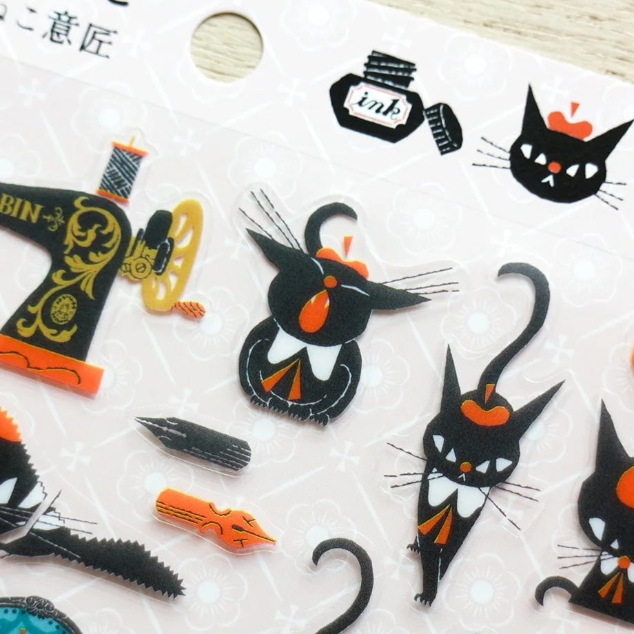 Kuronekoisho / Cozyca Product PET Clear Stickers - With black cat Robin