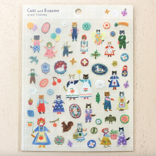 Aiko Fukawa Stickers - Cats and Buttons