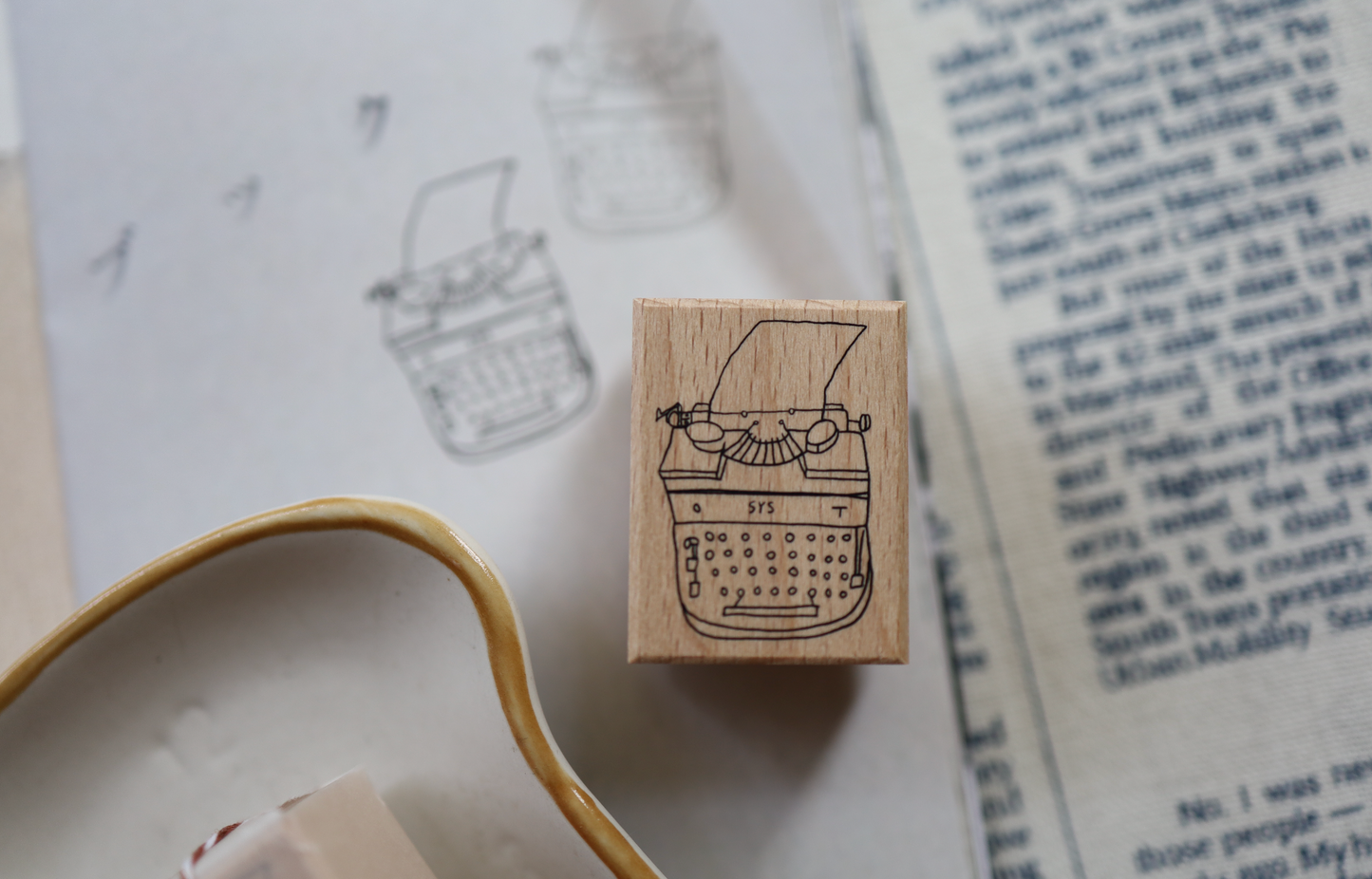 Stacey Yellow Studio Rubber Stamps - Typewriter