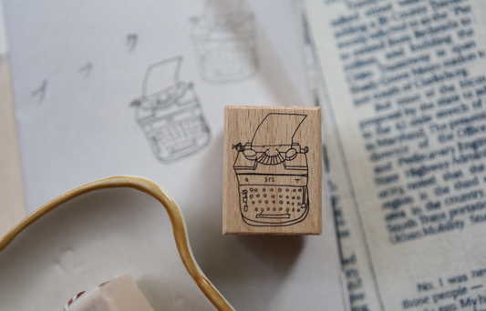 Stacey Yellow Studio Rubber Stamps - Typewriter