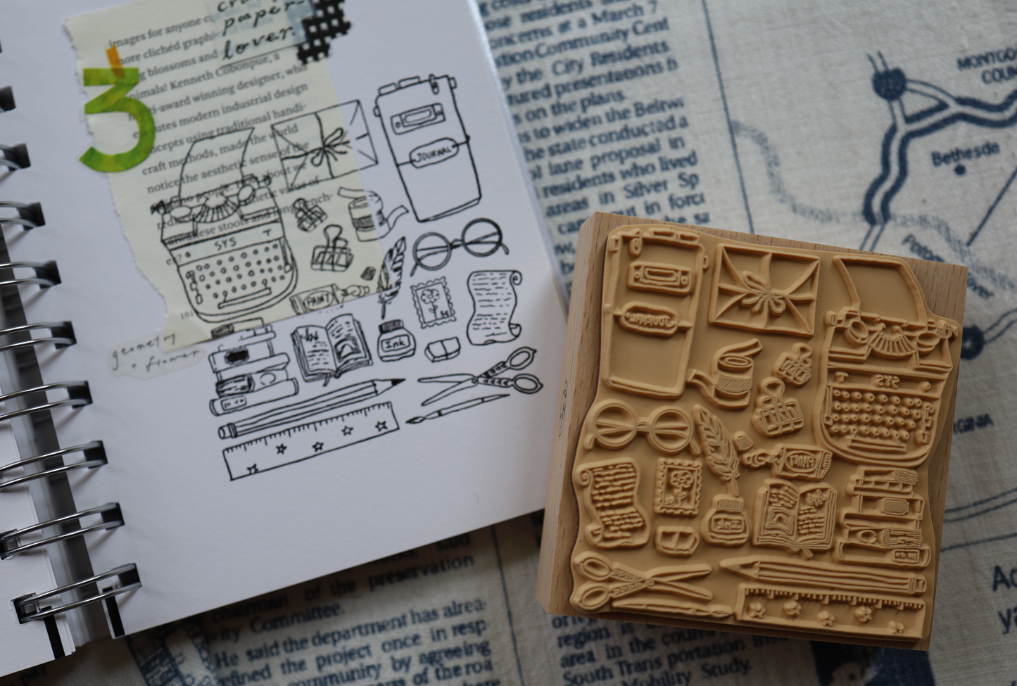 Stacey Yellow Studio Rubber Stamps - Stationery Collection