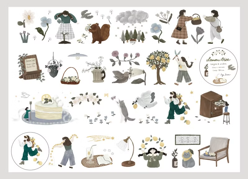 Ivy Snow PET Tape - Lemon Tree