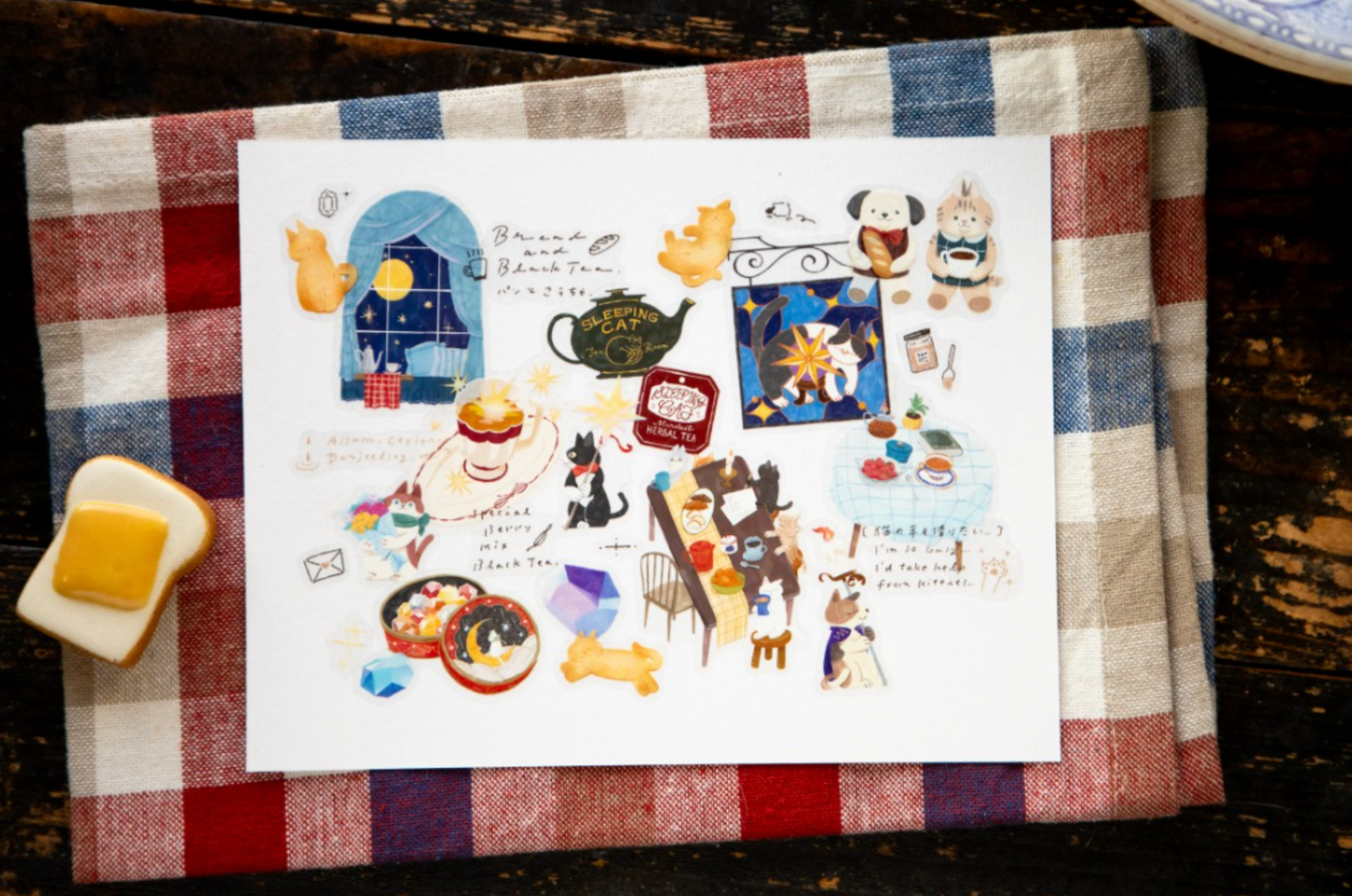 OURS Studio Pre Cut PET Tape - Tea Room Sleeping Cat