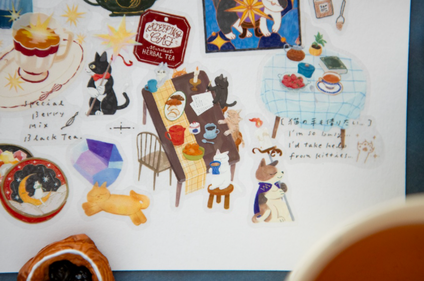 OURS Studio Pre Cut PET Tape - Tea Room Sleeping Cat