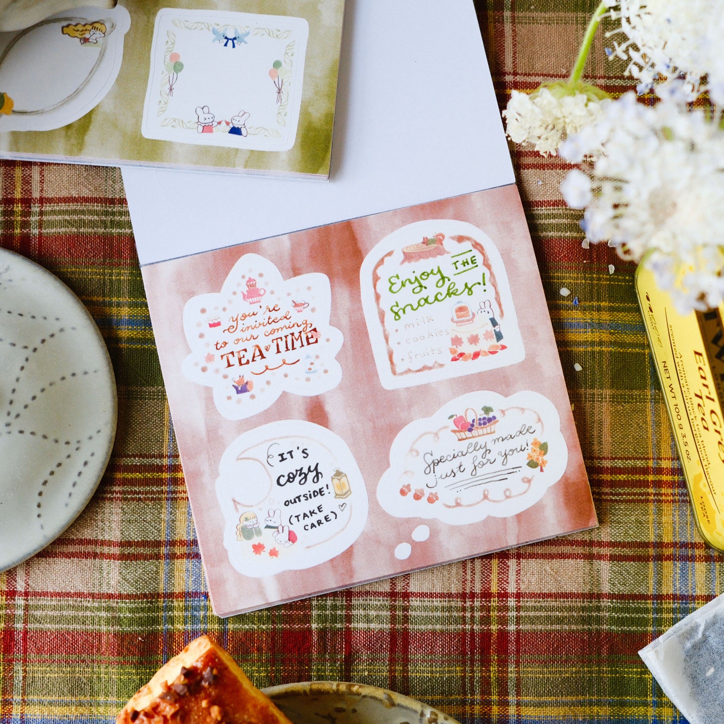 Teayou Frame Notepad Stickers - Seasonal Tea Party