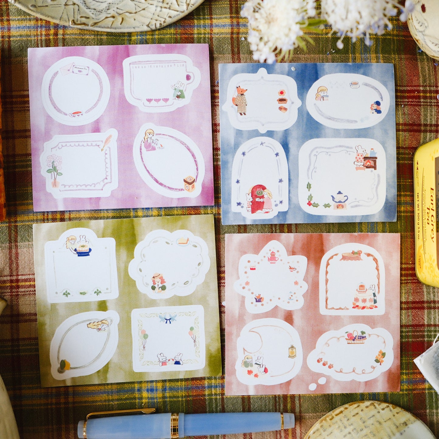Teayou Frame Notepad Stickers - Seasonal Tea Party