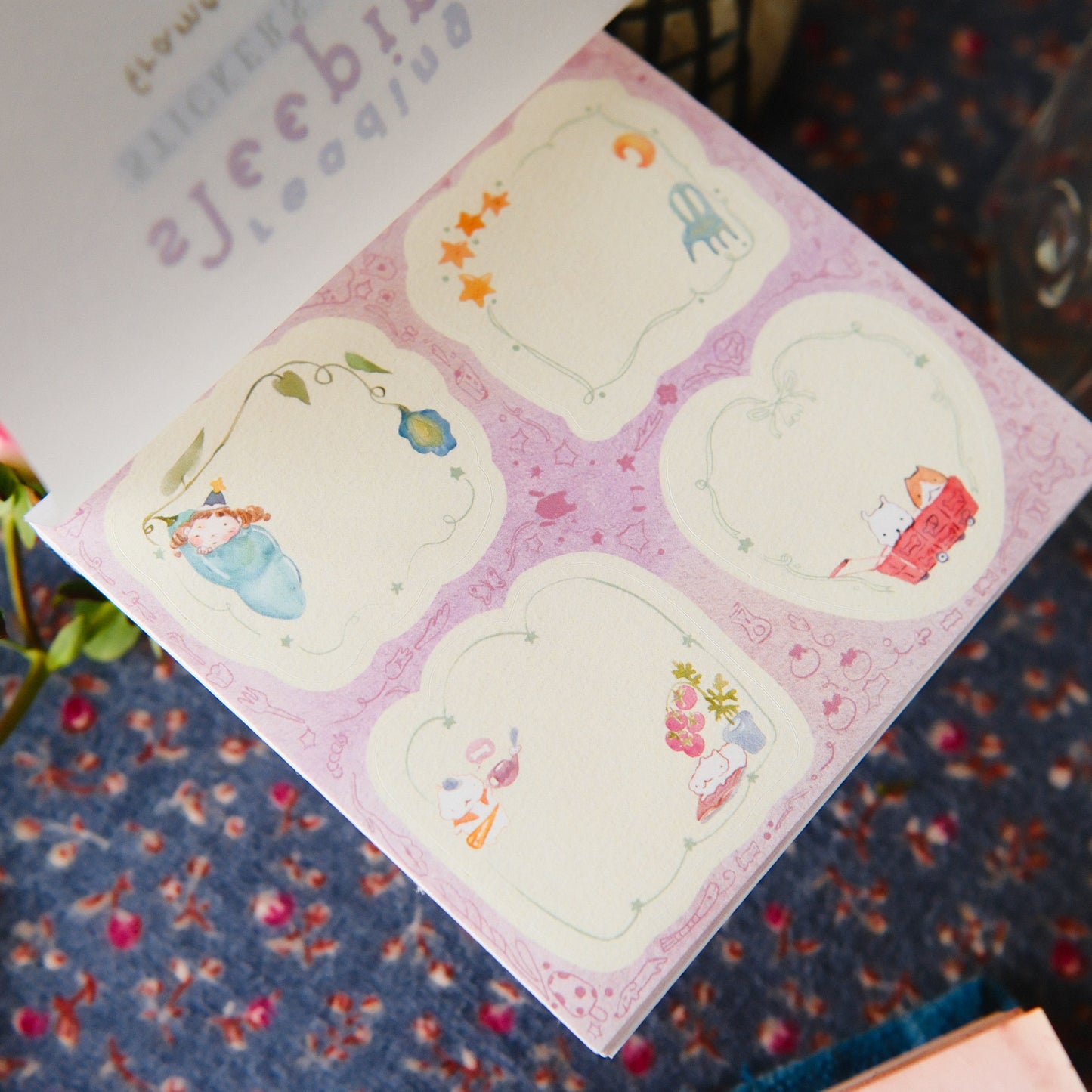 Teayou Frame Notepad Stickers - Reading Sleeping