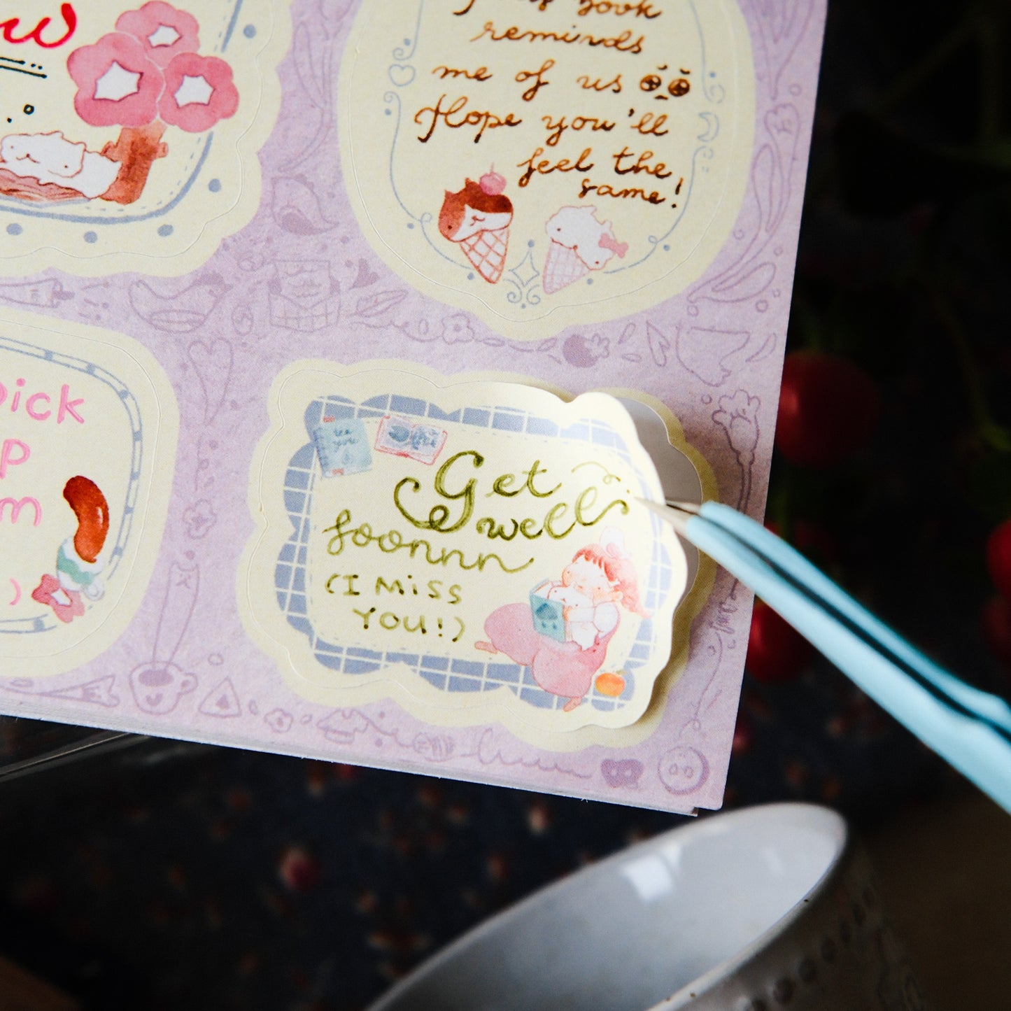 Teayou Frame Notepad Stickers - Reading Sleeping