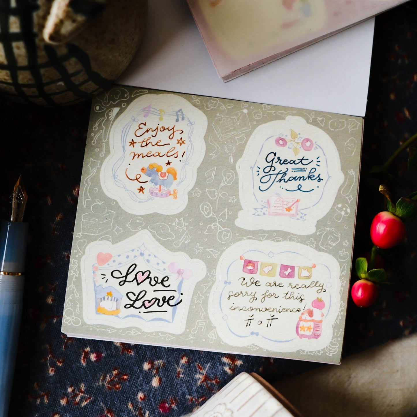 Teayou Frame Notepad Stickers - Reading Sleeping