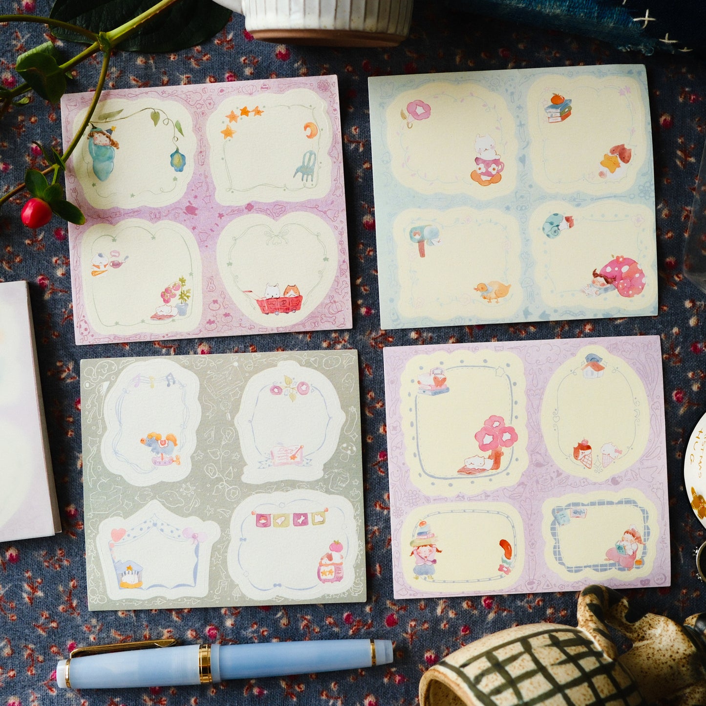 Teayou Frame Notepad Stickers - Reading Sleeping