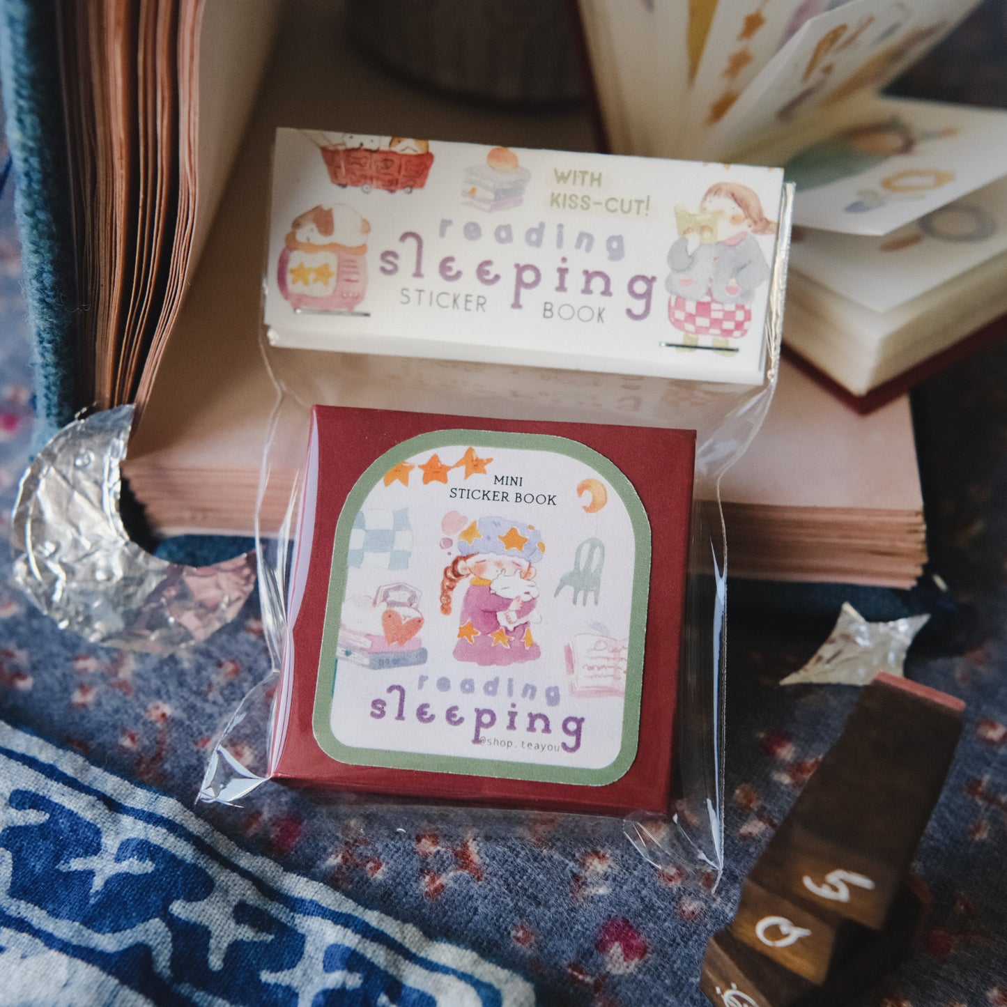 Teayou Kiss Cut Sticker Book - Reading Sleeping